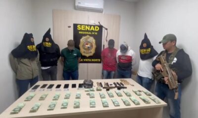 Senad detiene a seis hombres con armas de fuego y G. 257 millones en Bella Vista