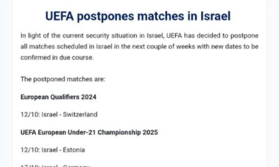 La UEFA aplaza el partido Israel-Suiza por el conflicto armado