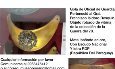 Denuncian robo de insignia militar de la Guerra de la Triple Alianza
