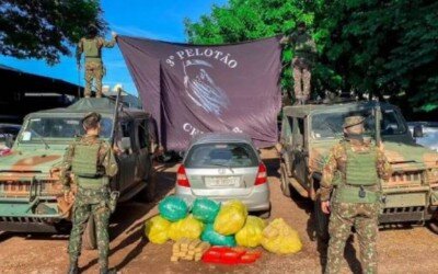 Ejército brasileño incauta más de 120 kilos de droga sobre la MS-164 en Ponta Porã Ejército brasileño incauta más de 120 kilos de droga sobre la MS-164 en Ponta Porã