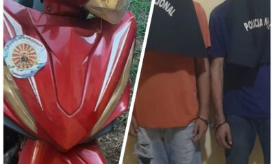 PJC: Tras rápida acción policial, recuperan motocicleta y detienen a dupla de asaltantes