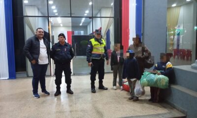 Policía traslada a una mujer y sus tres hijos a albergue de la Gobernación de Amambay