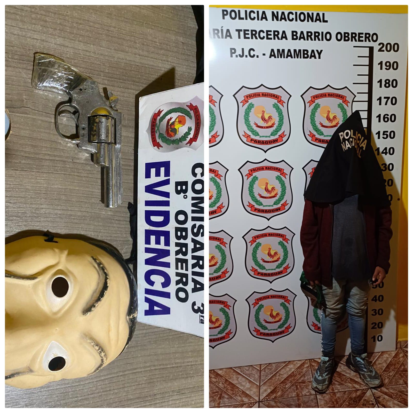 PJC: Policía detiene a un joven con un revólver y una máscara PJC: Policía detiene a un joven con un revólver y una máscara