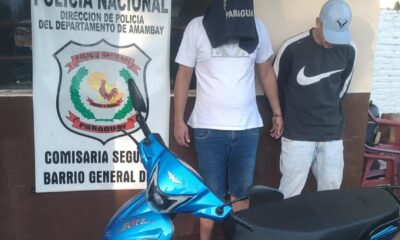PJC: Dos jóvenes son detenidos con motocicleta denunciada como hurtada