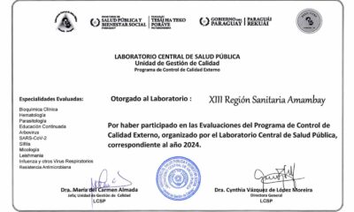 Salud: Reconocimiento a la Excelencia en Laboratorio de Salud Pública