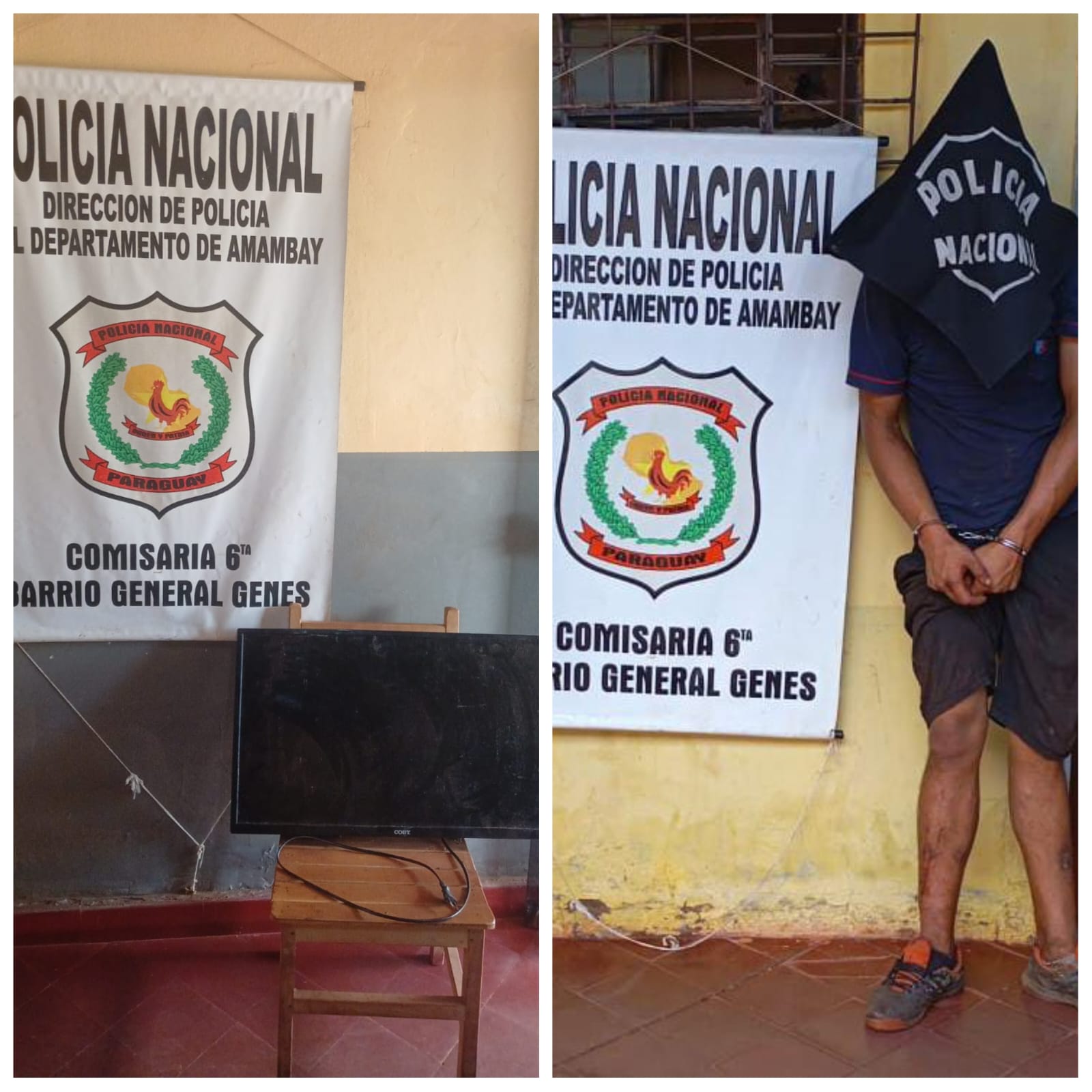 Policía detiene a un joven con televisor hurtado de una vivienda en Pedro Juan Caballero Policía detiene a un joven con televisor hurtado de una vivienda en Pedro Juan Caballero