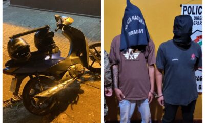 PJC: Policía detiene a dos menores con motocicleta indocumentada y con un tubo de metal