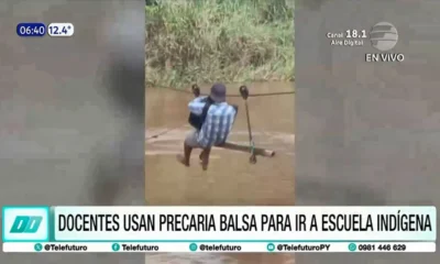 Video: La travesía de maestros que cruzan el río Aquidabán para ir a enseñar a una escuela