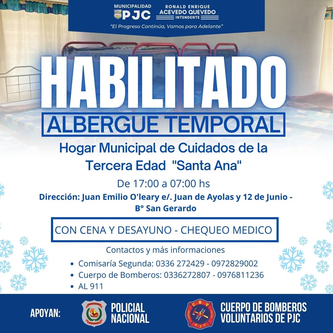 PJC: Albergue temporal disponible para personas en situación de calle actualizando