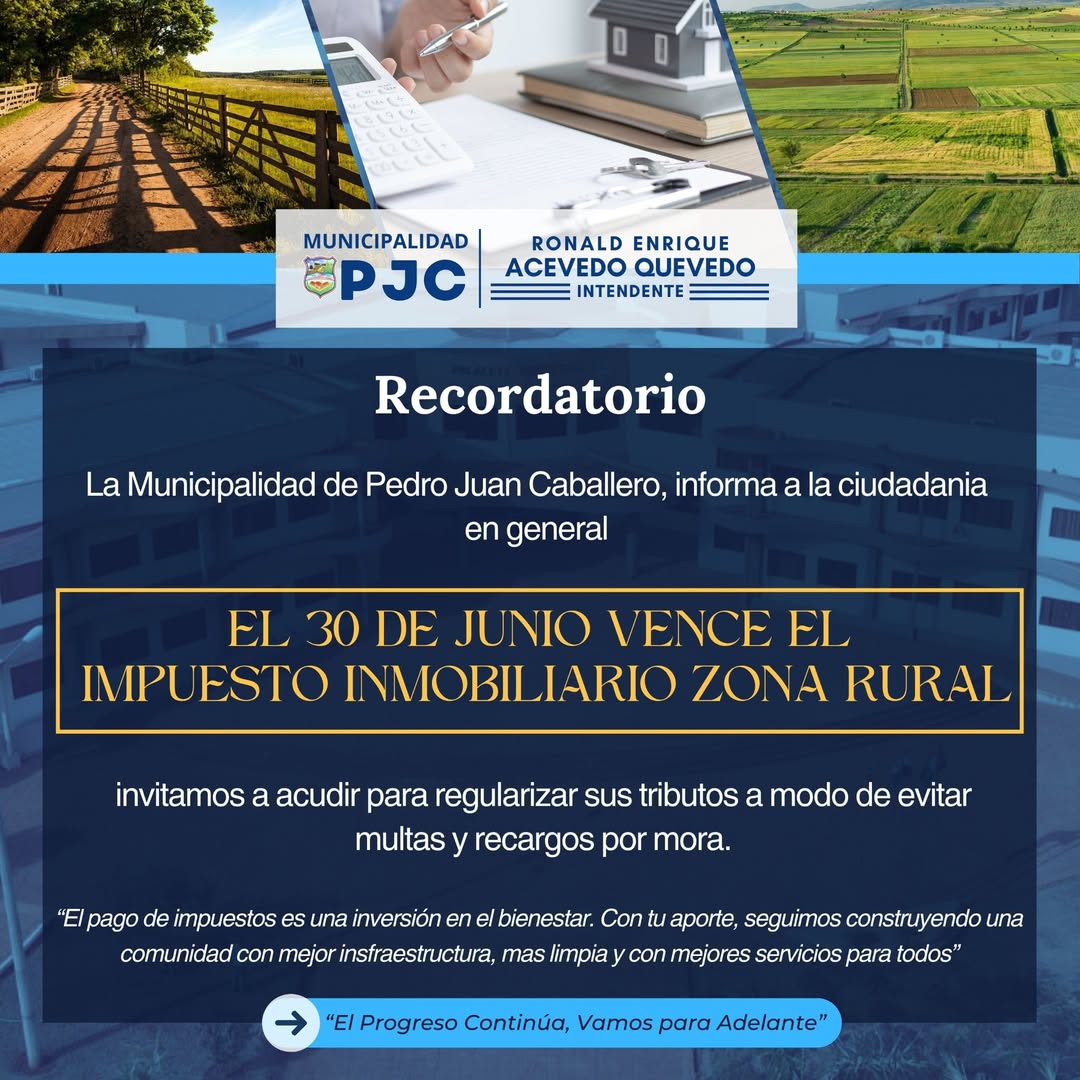 PJC: Comunicado Importante Sobre el Vencimiento del Impuesto Inmobiliario Rural
