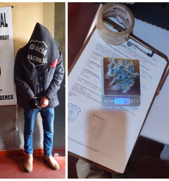 Capturan en Pedro Juan Caballero a un joven con crack, un machete y efectivo.