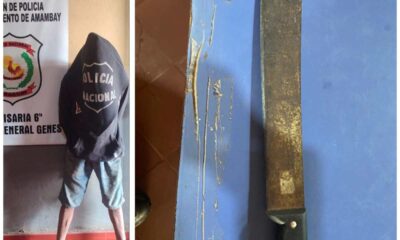 Capturan a un individuo por agresión familiar y amenazas con machete en Pedro Juan Caballero.