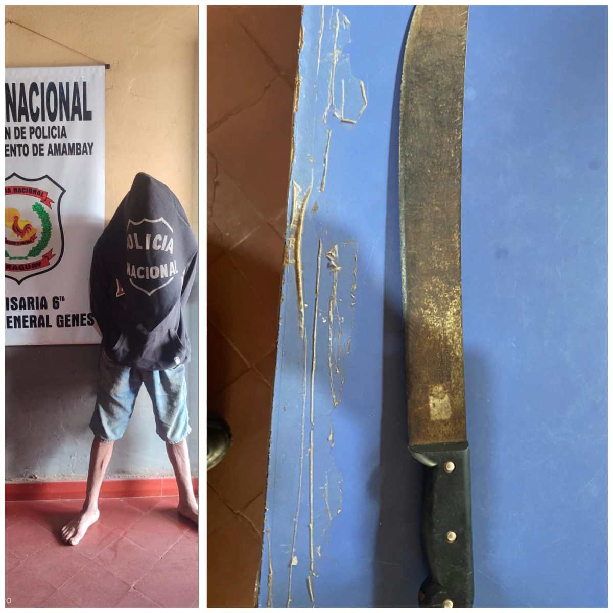 Capturan a un individuo por agresión familiar y amenazas con machete en Pedro Juan Caballero. Capturan a un individuo por agresión familiar y amenazas con machete en Pedro Juan Caballero.