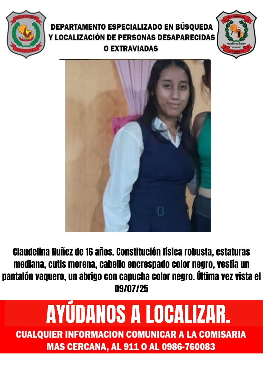 Solicitamos tu colaboración para encontrar a Claudelina Núñez desaparecida Solicitamos tu colaboración para encontrar a Claudelina Núñez desaparecida