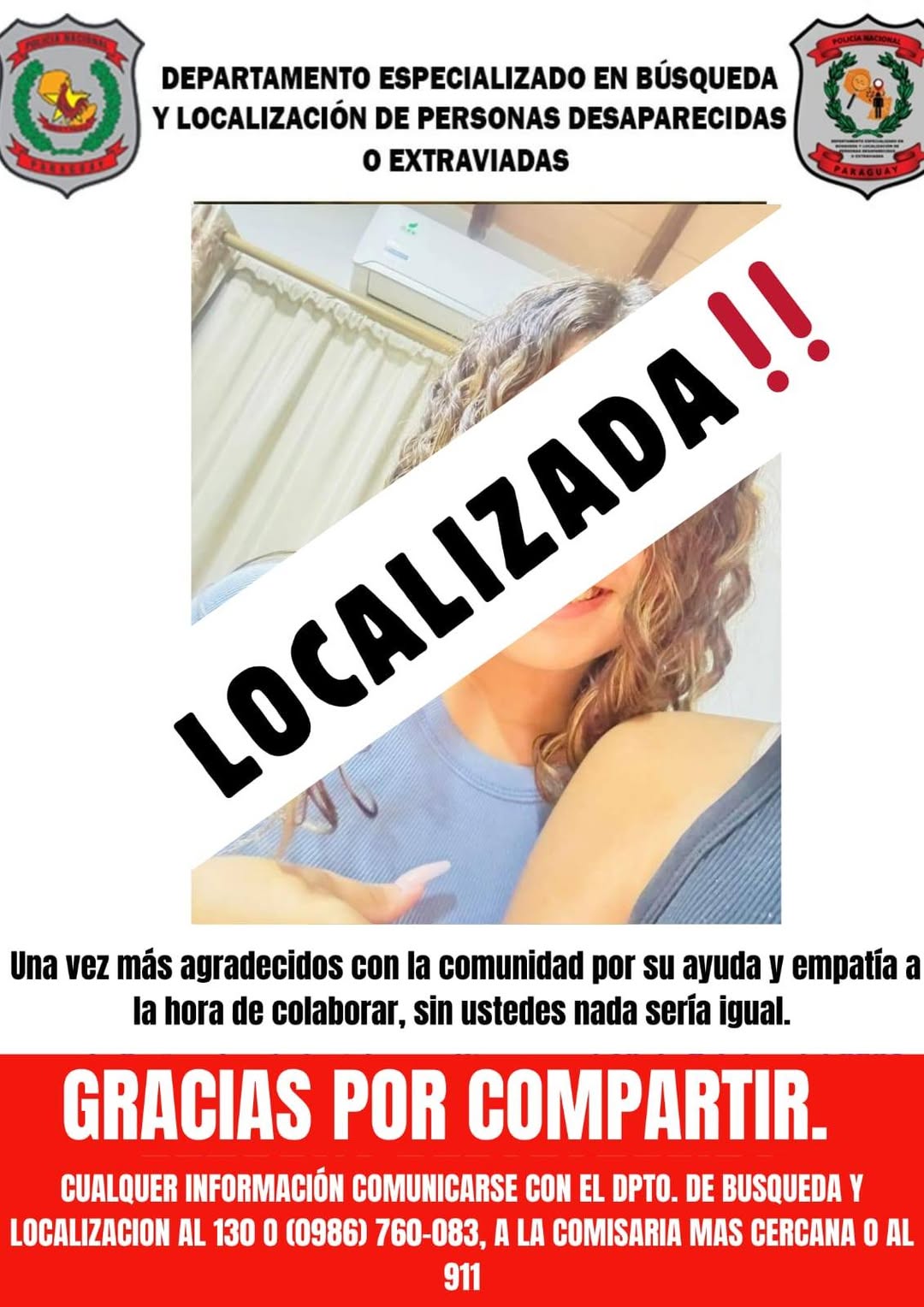 Localizan Adolescente en Paraguay: Acción Rápida de Policía Nacional