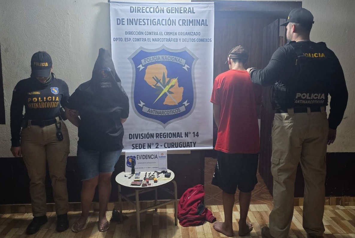 Allanamiento en Curuguaty: Detención de dos personas por drogas
