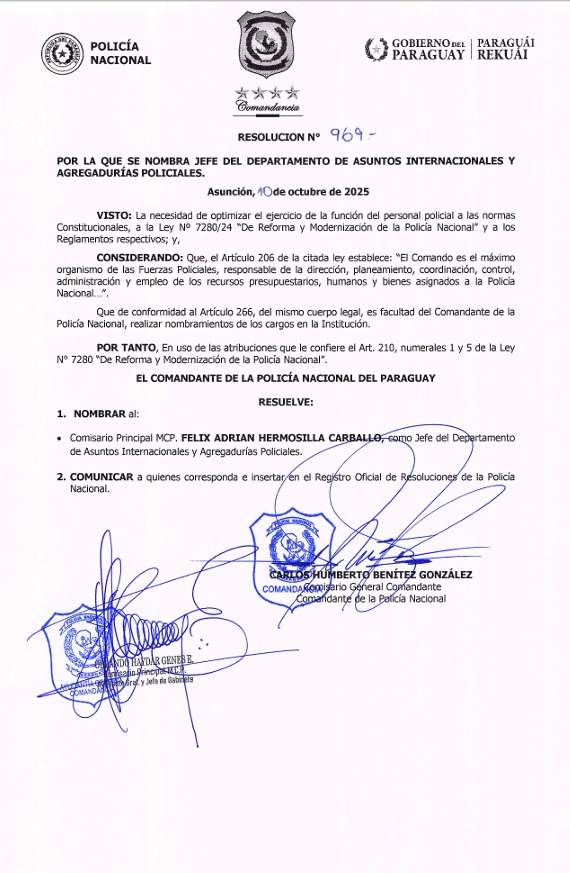 Nombran Nuevo Jefe en Asuntos Internacionales de Policía Nacional