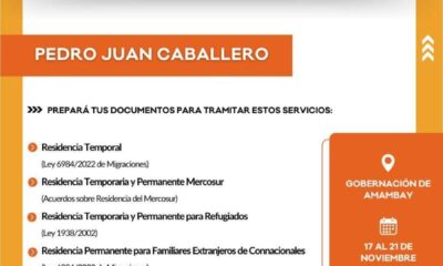 PJC: ATENCIÓN EXTRANJEROS RESIDENTES EN PEDRO JUAN CABALLERO VINCULADOS A MIGRACIONES