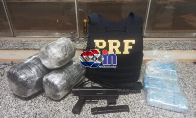 Passageiro é detido com cocaína, haxixe e submetralhadora na BR-463 em Ponta Porã.