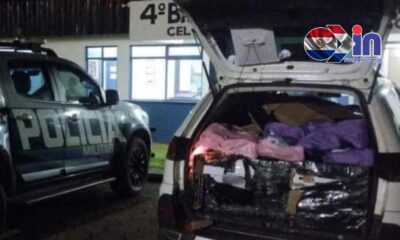 Policía Militar incauta un vehículo con carga de productos ilícitos en Ponta Porã.