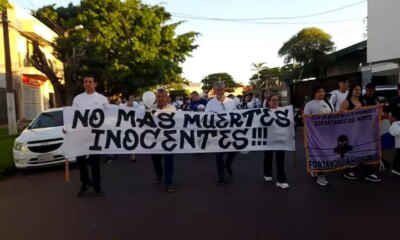 Manifestación por la paz y la seguridad en Pedro Juan Caballero.