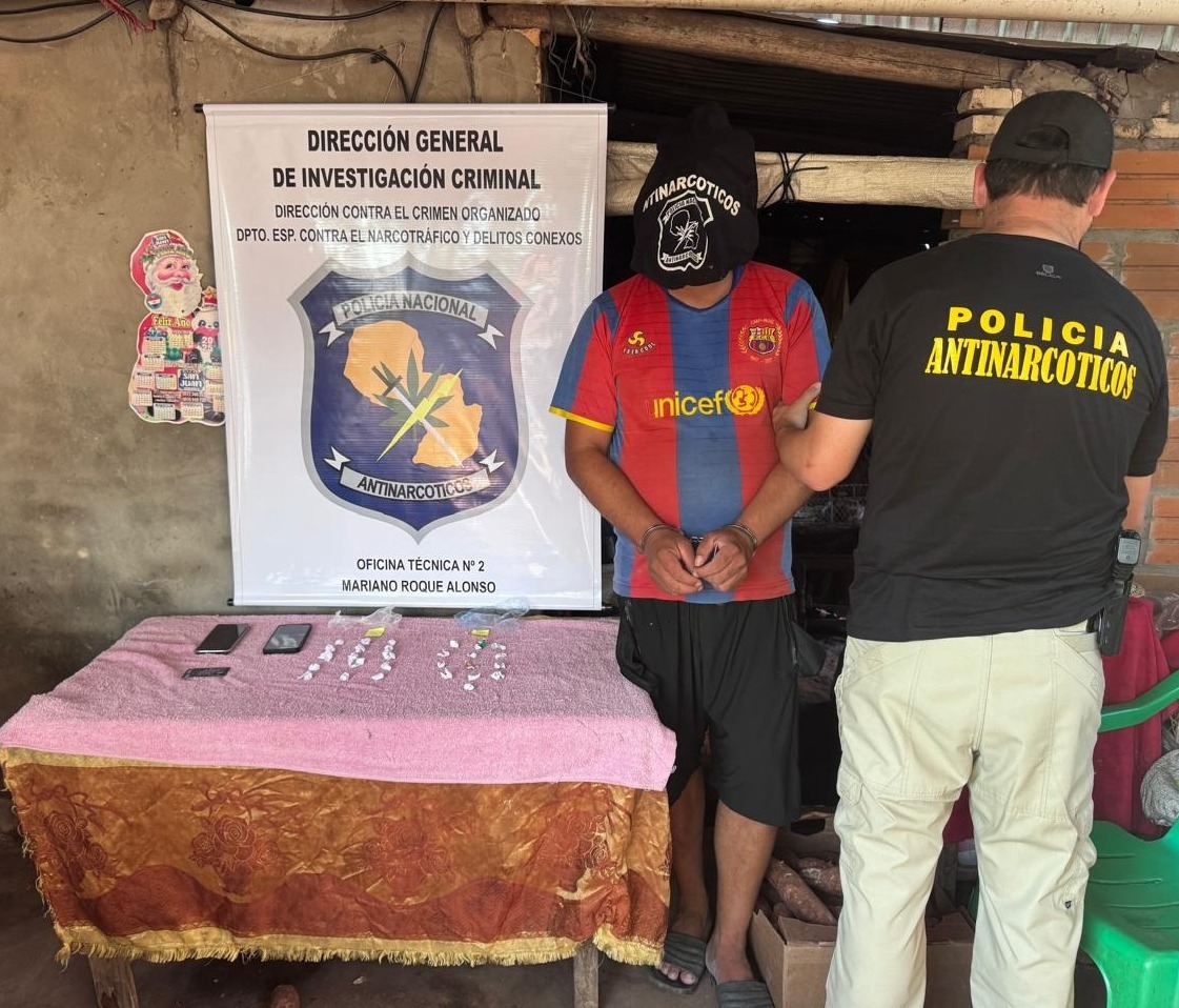 Allanamiento en Benjamín Aceval: detienen y decomisan drogas ilícitas.